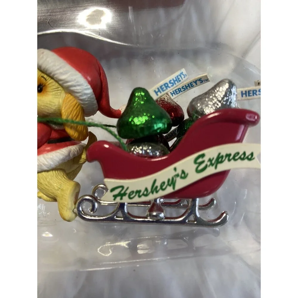 1995 Christmas Ornament “Hershey's Kiss Express” Sleigh Dog Vtg As Is